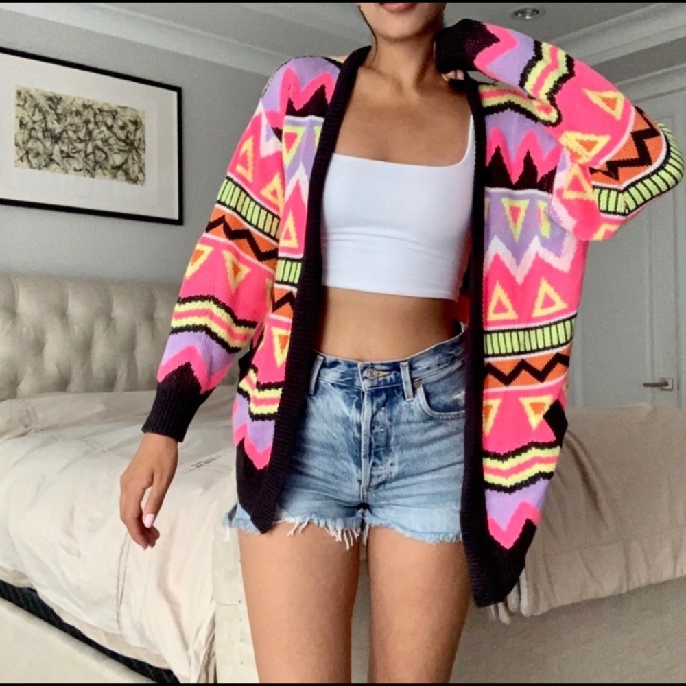 Neon H&M oversized cardigan